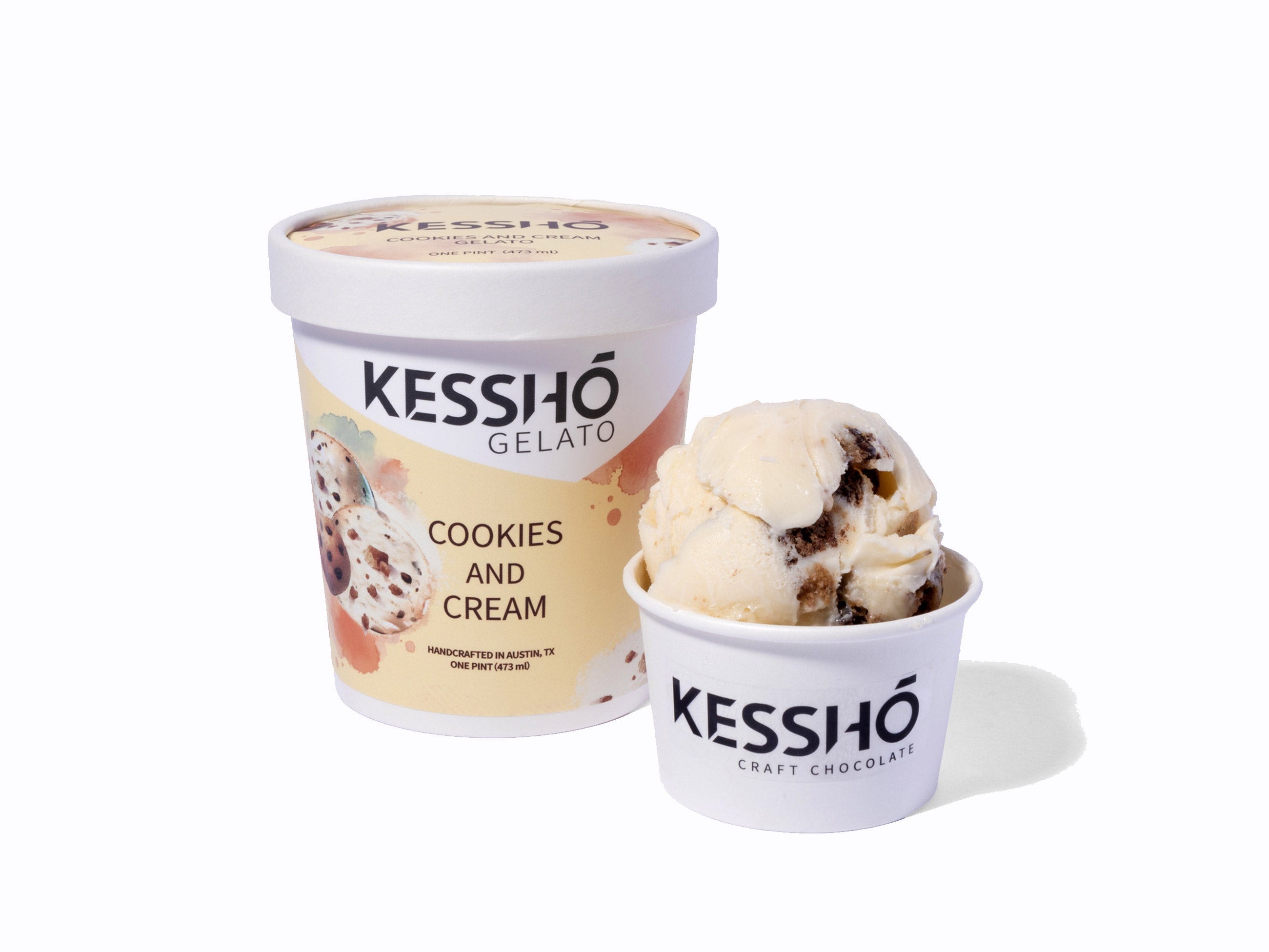 Cookies n Cream Gelato – Pint (Austin Pickup Only) – kesshochocolate