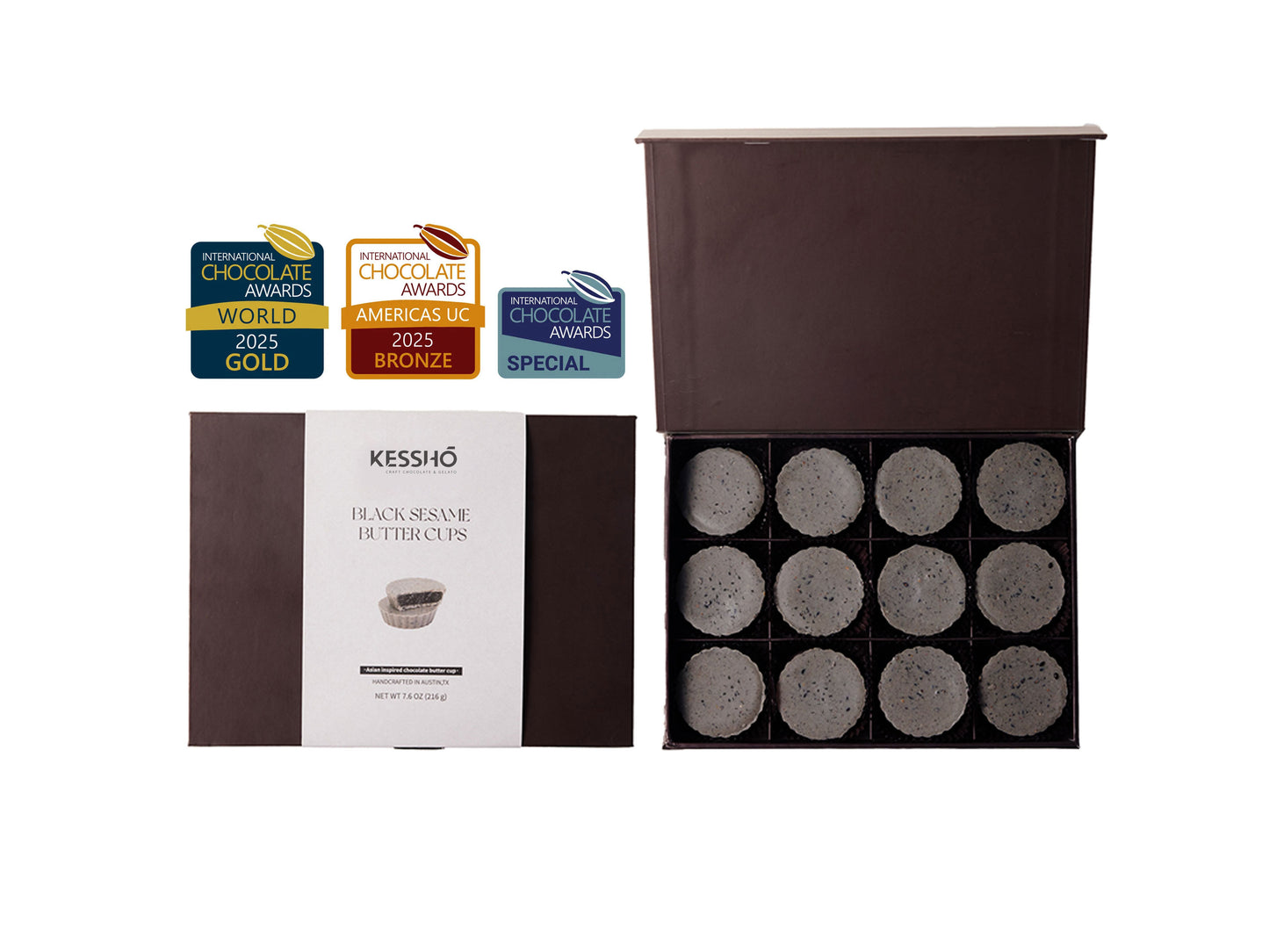 Black Sesame Chocolate Butter Cups – 12-Piece Gift Box