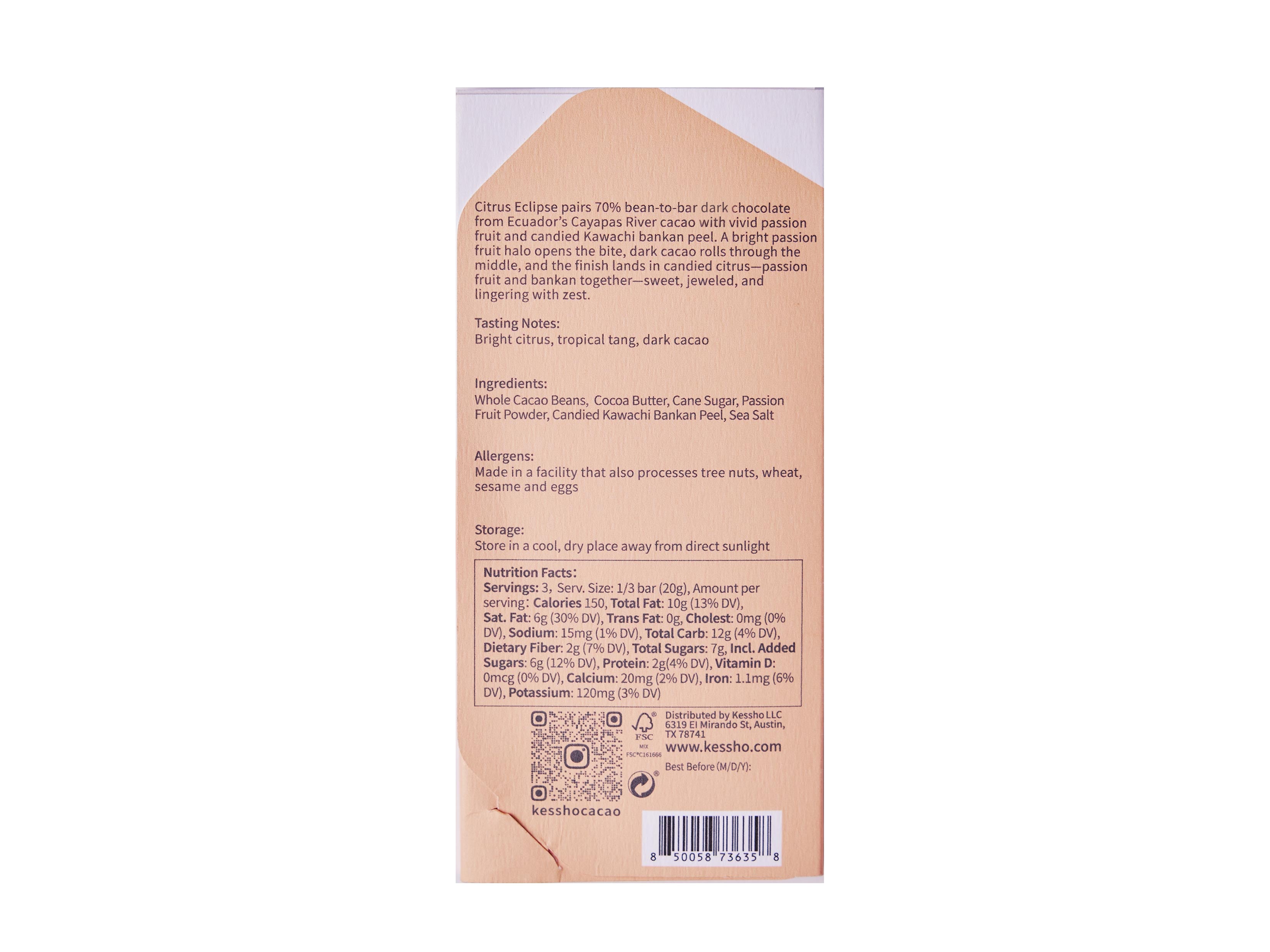 Citrus Eclipse 56% Dark Chocolate Bar – Single Origin