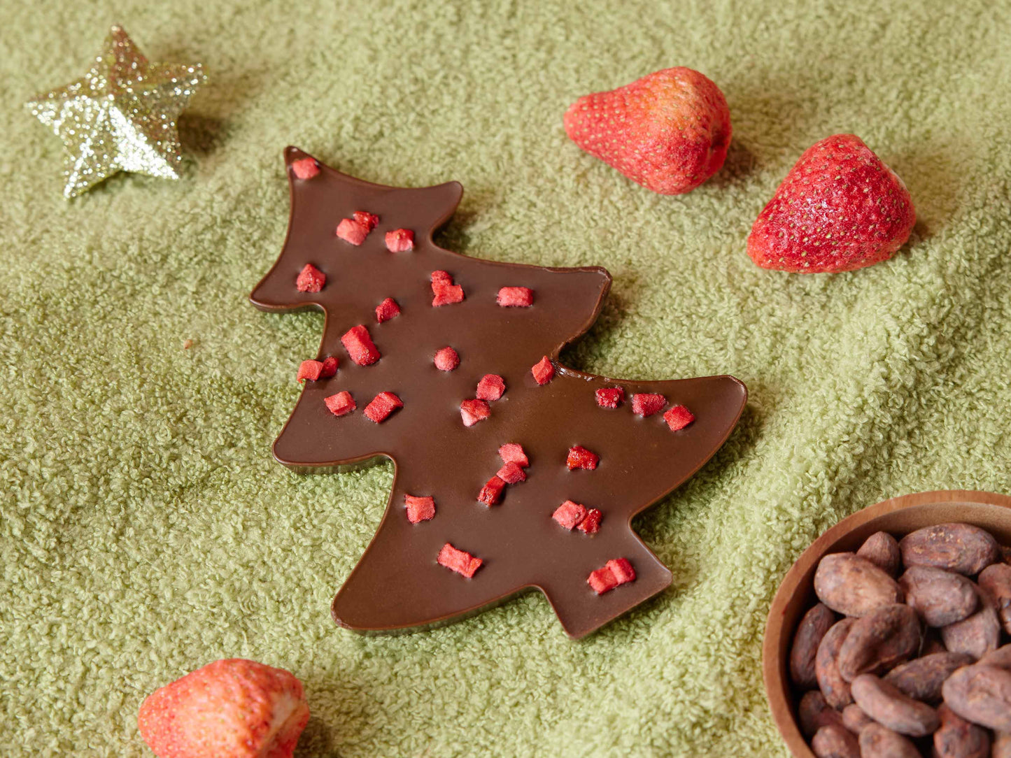 Strawberry Boba Tea Milk Chocolate Christmas Tree — Holiday Chocolate Gift