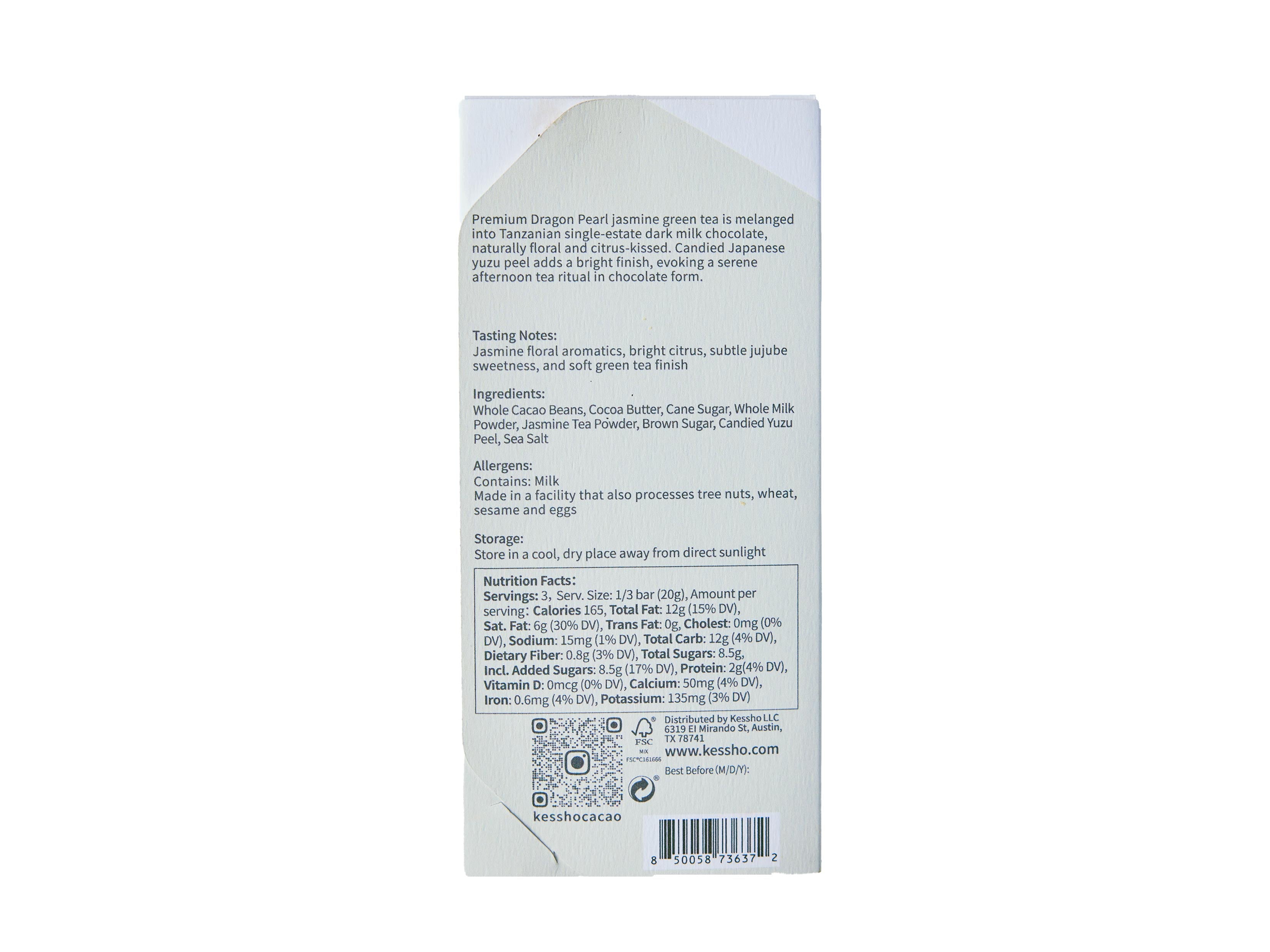 Jasmine Yuzu 56% Dark Milk Chocolate Bar – Single Origin