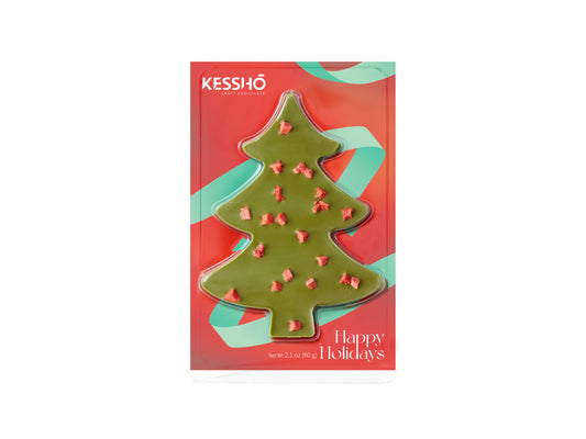 Strawberry Ceremonial Matcha White Chocolate Christmas Tree — Holiday Chocolate Gift