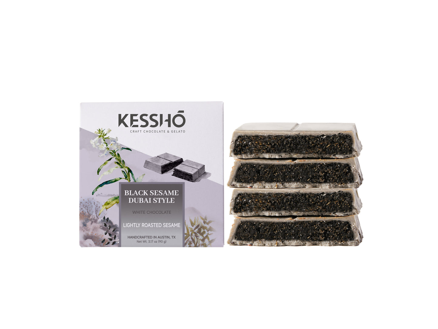 Dubai-Style Black Sesame White Chocolate Bar