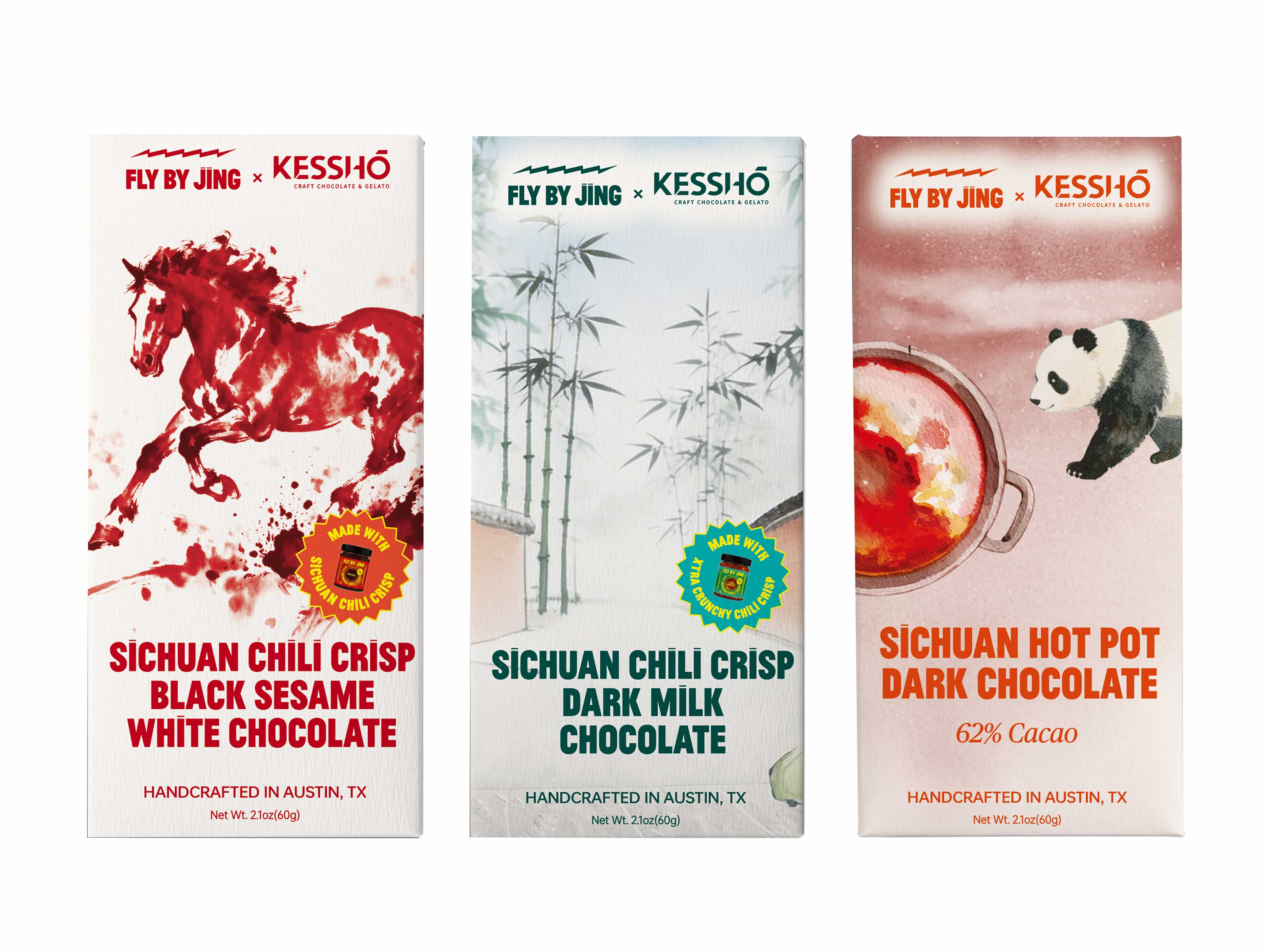 KESSHŌ x Fly By Jing Spicy Sichuan Chocolate Bar Trio (3-Pack
