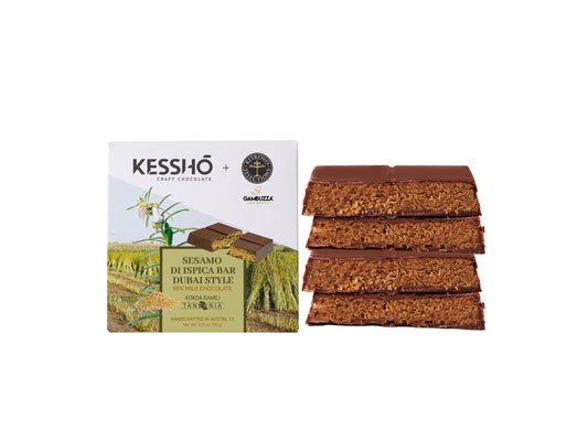 Dubai-Style Ispica Sesame 58% Milk Chocolate Bar