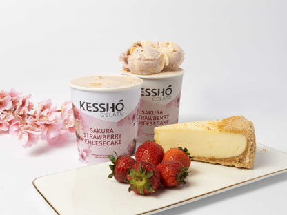 Cherry Blossom & Strawberry Cheesecake Gelato – Pint (Austin Pickup Only)