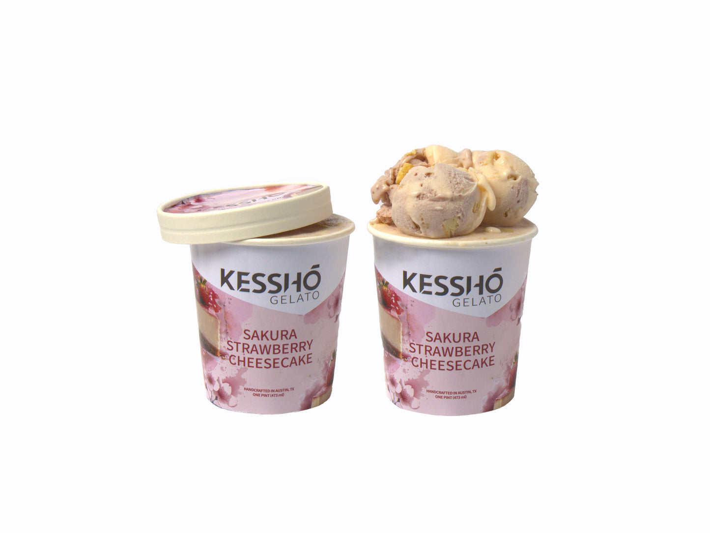 Cherry Blossom & Strawberry Cheesecake Gelato – Pint (Austin Pickup Only)
