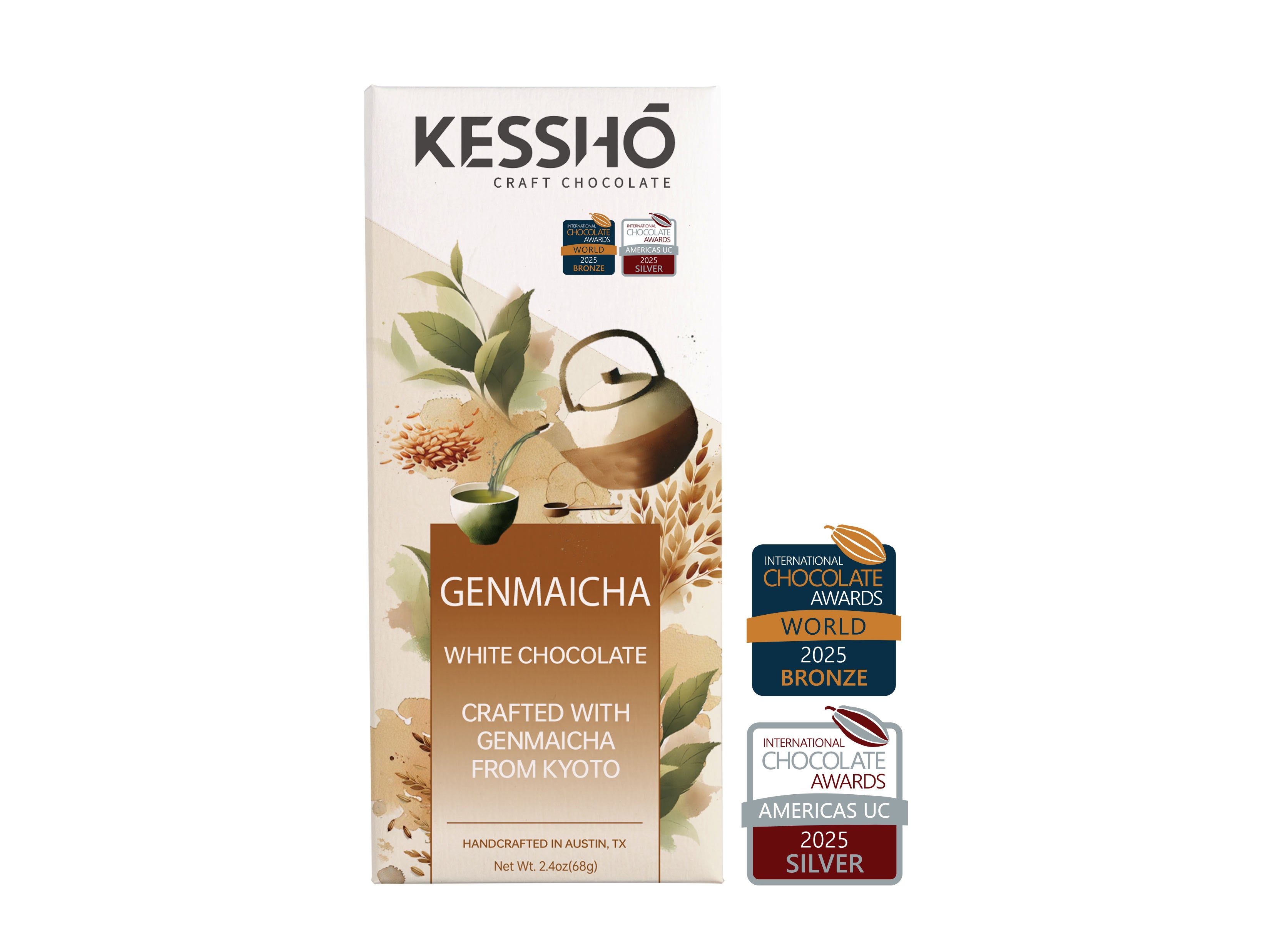 KESSHŌ Genmaicha White Chocolate Bar | Kyoto Genmaicha